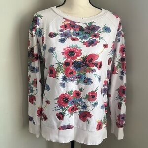 POL | White Floral Distressed Sweater | M